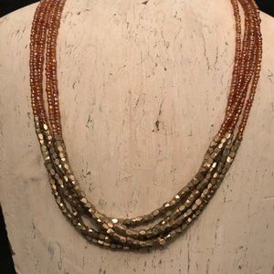 Lia Sophia - Gold &  Orange Beaded Necklace NWT
